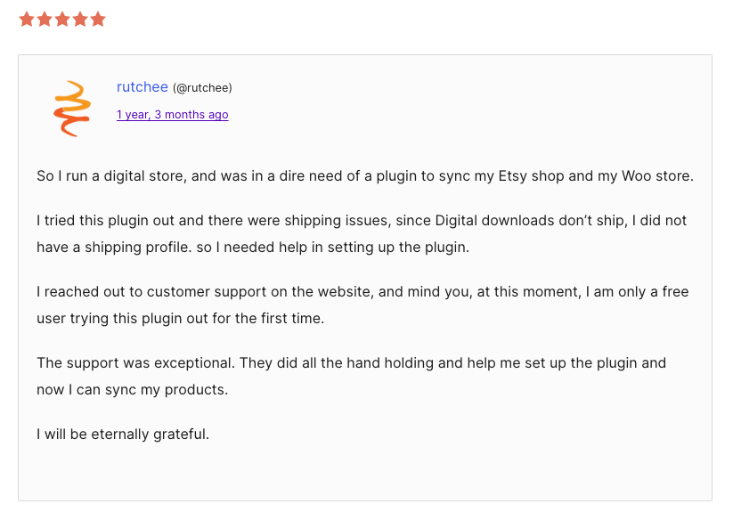 Uitzonderlijk-Support-WooCommerce-Etsy-Integratie-Review-WordPress-org
