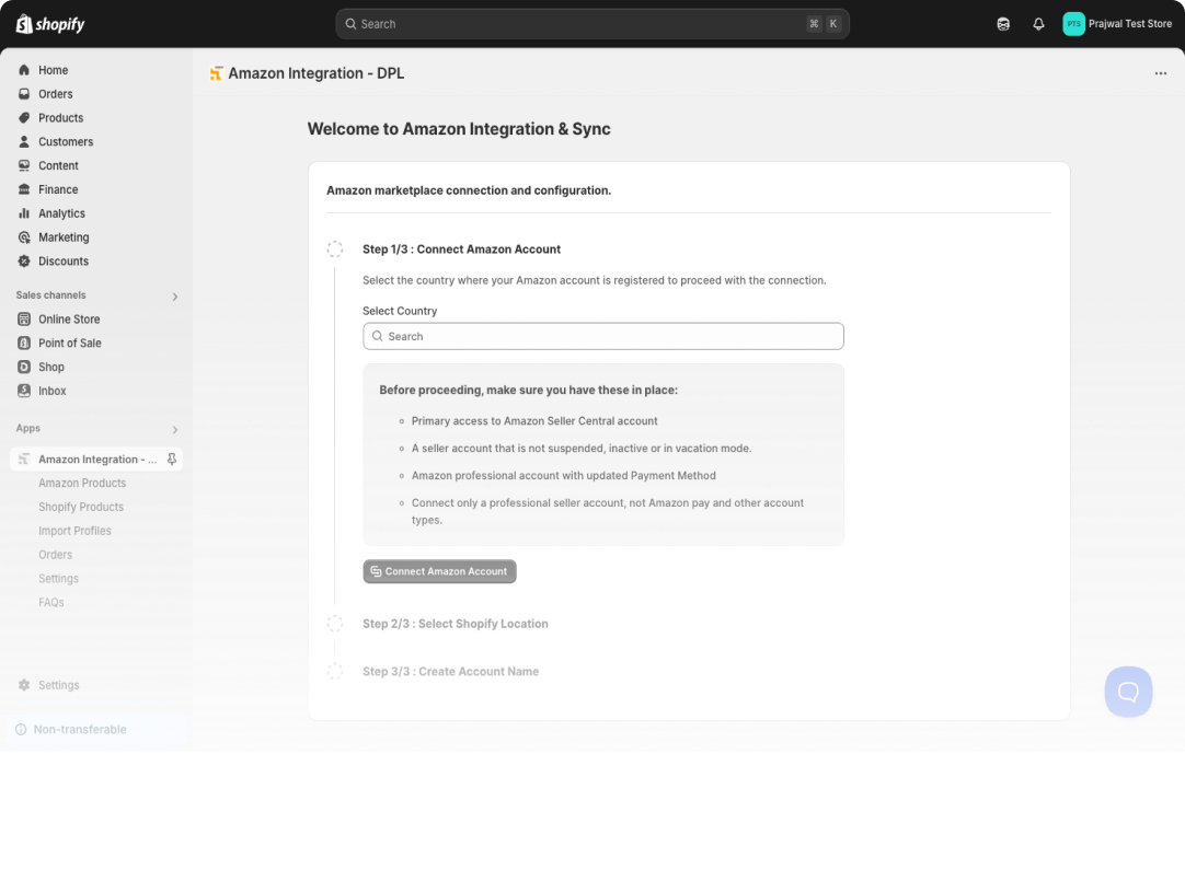 Shopify Amazon Integration Onboarding