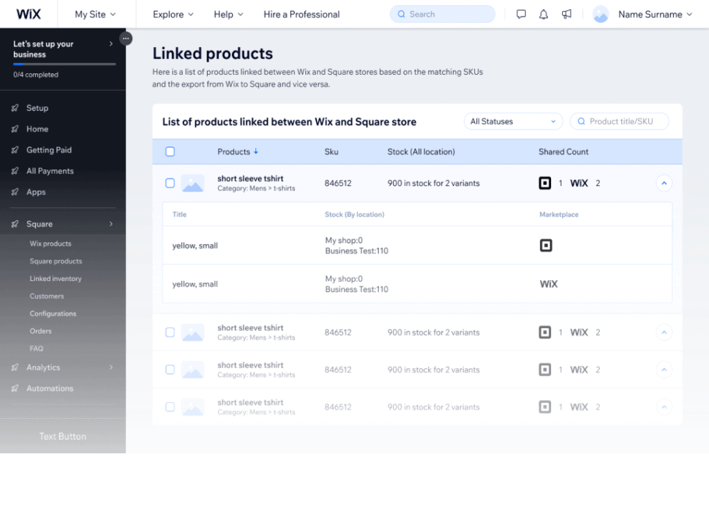 Wix Faire Linked Products