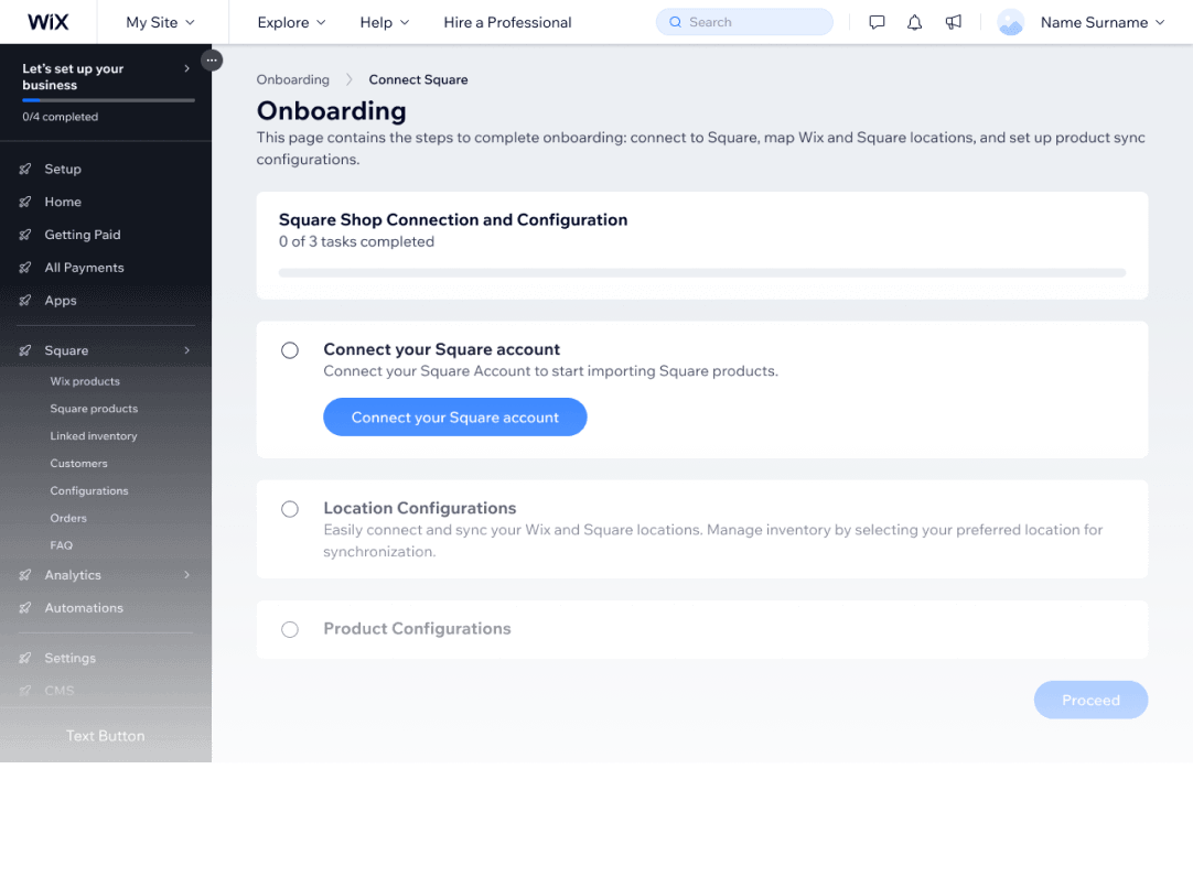 Wix Square Onboarding