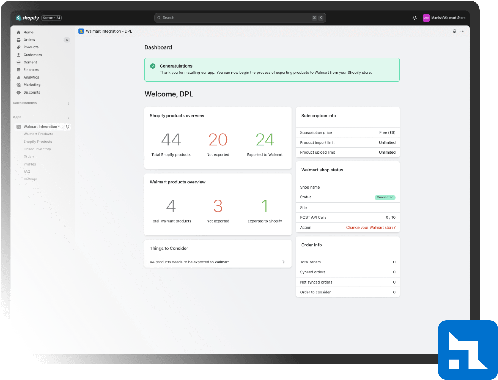 Shopify Walmart Integration and Sync