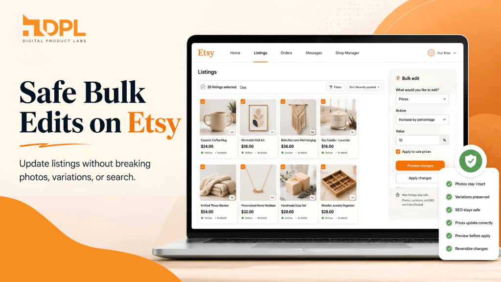 How to do bulk edit on Etsy listings - DPL